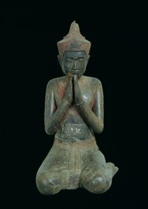 Biddende knielende figuur, Angkor, 15e-16e eeuw (brons)